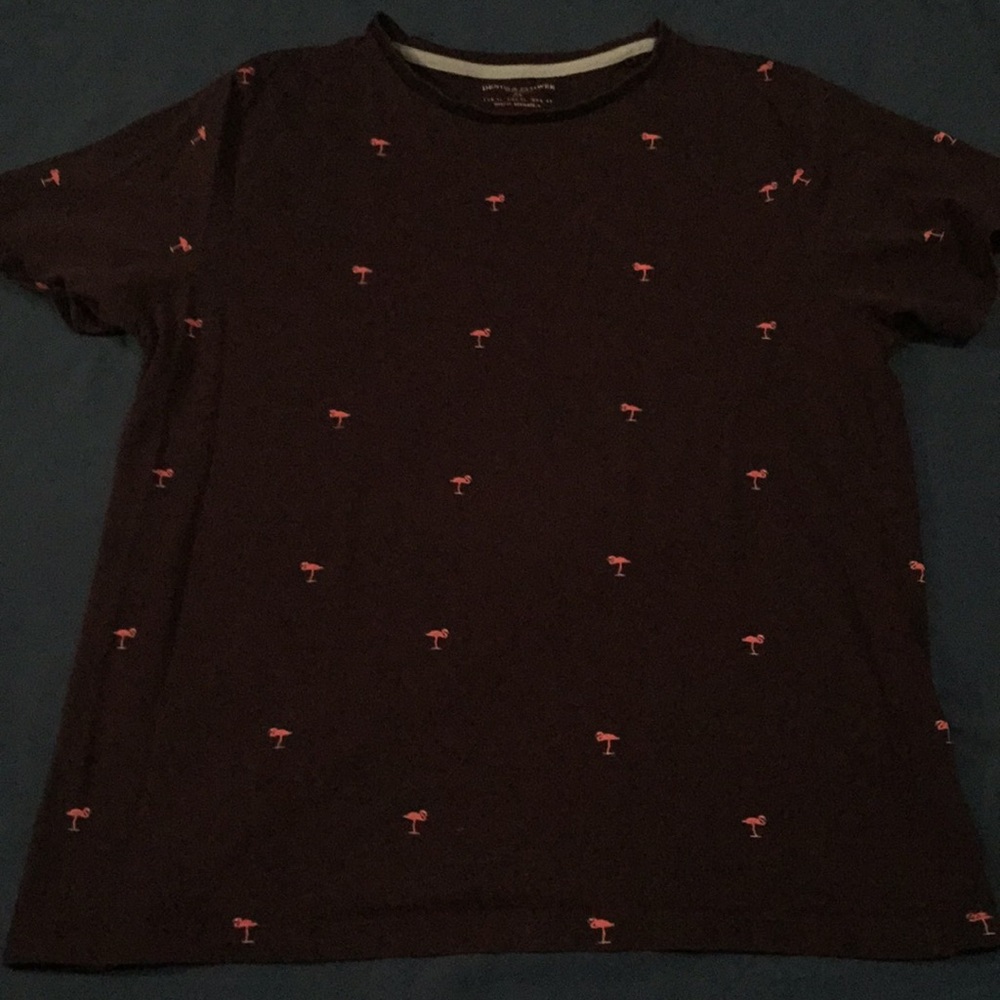 Denim & Flower Navy Flamingo Print T-shirt